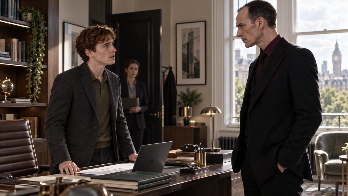 Colonel Stark enters Victor's office for the first time