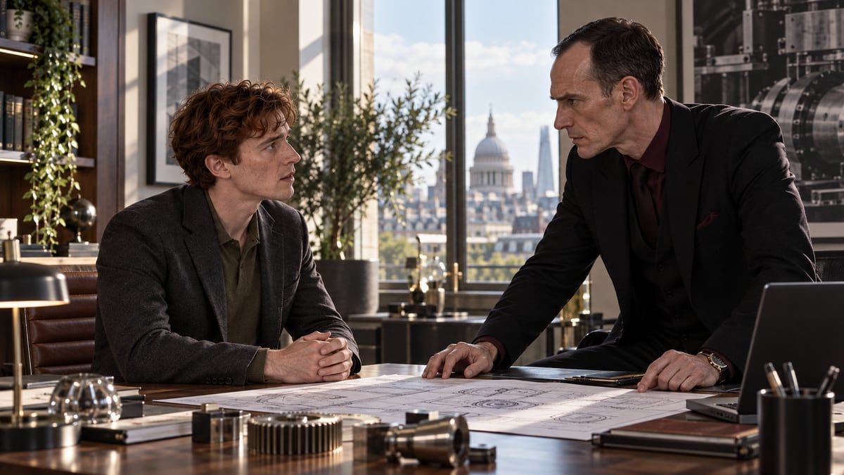Stark leans in, demanding secrecy from Victor