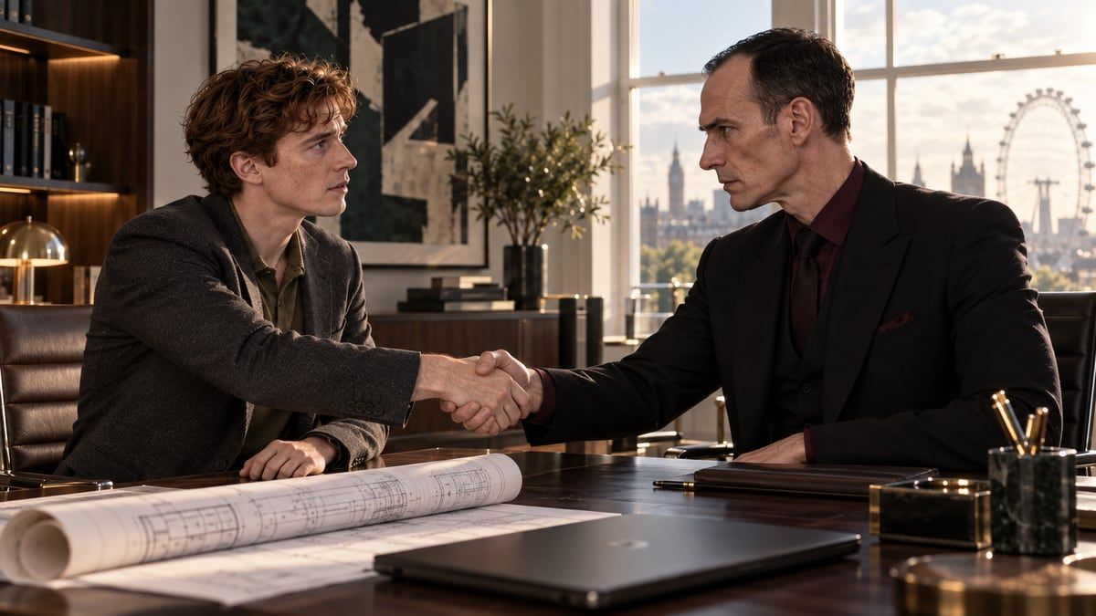Victor and Stark shake hands to seal the agreement