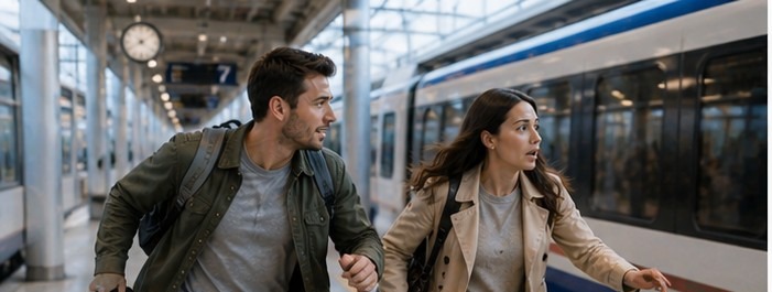 We're late for the train