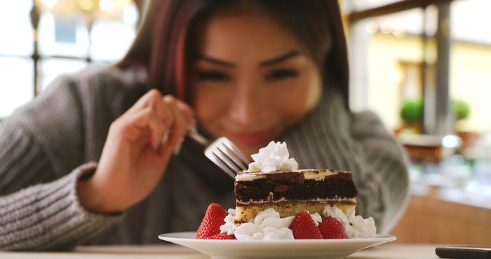 Enjoying a moment of gratitude at the café