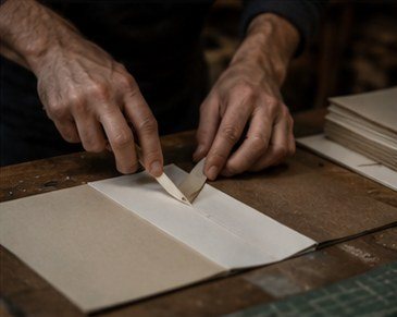 Des mains ouvrent une vieille page