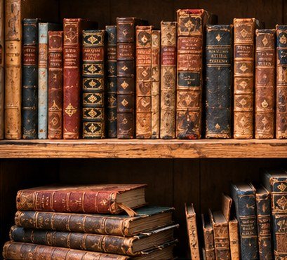 Une étagère de livres anciens